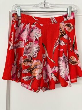 MINKPINK Red Floral Print Shorts